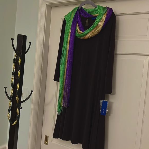 Uptown Mardi Gras Stretch Scarf Purple Green Yellow Carnival New Orleans Mobile - Picture 5 of 5